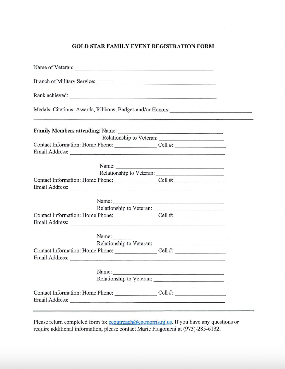 gold star family recognition form