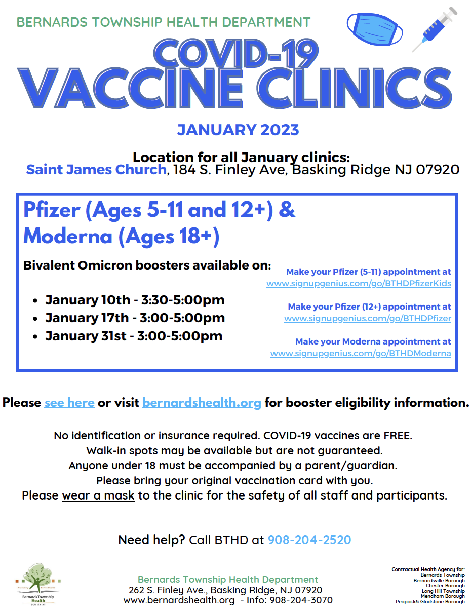 January COVID-19 Vaccination Clinics flyer